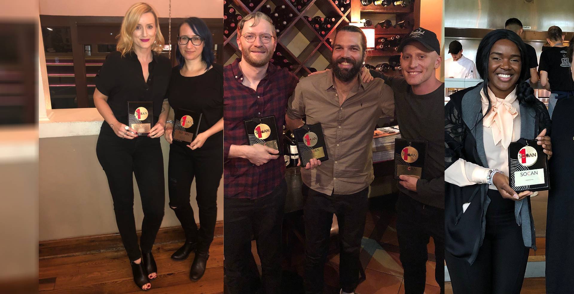 SOCAN presents No. 1 Song Awards to three chart-toppers in four days