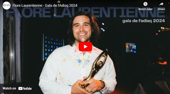 SOCAN, interview, ADISQ Gala, 2024, Flore Laurentienne