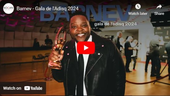 SOCAN, entrevue, Barnev, 2024, Gala de l'Adisq