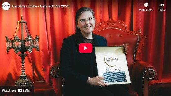 Gala SOCAN, 2025, interview, entrevue, Caroline Lizotte, video