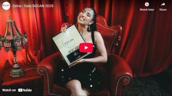 Gala SOCAN, 2025, interview, entrevue, Zeina, video