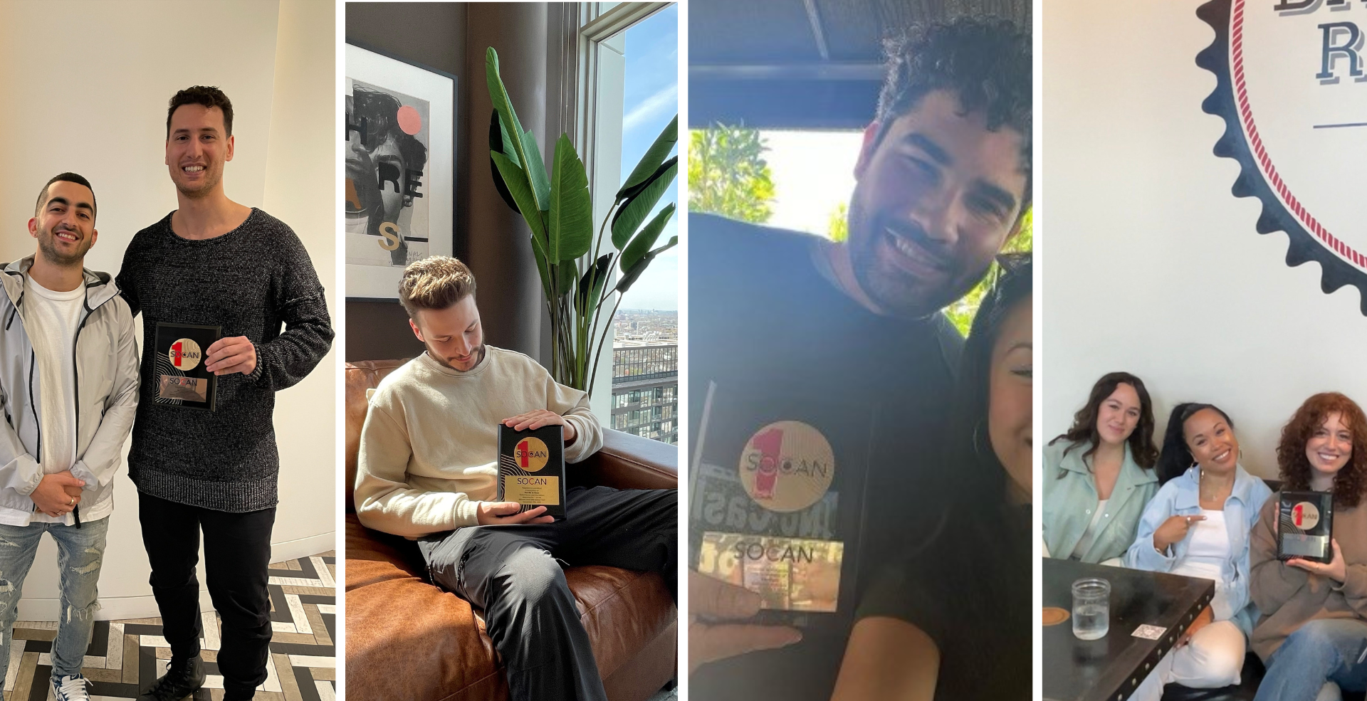 La SOCAN remet des Prix No. 1 à Adam Shomer, Sara Diamond, Luca Mauti et Nathan Ferraro