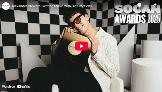 SOCAN Awards, 2025, interview, entrevue, video, Alexander Stewart
