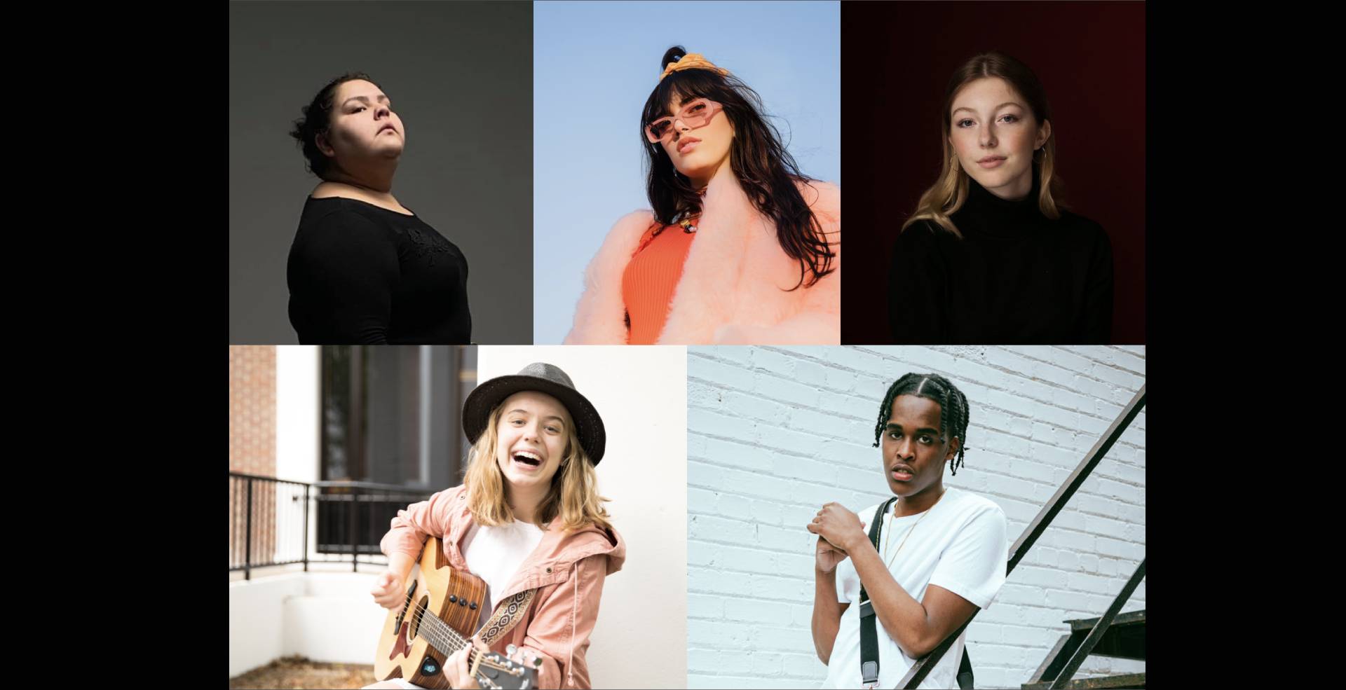 Cinq artistes gagnantes du concours 2021 pour les jeunes auteurs-compositeurs canadiens