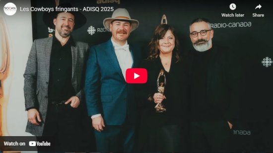 SOCAN, interview, entrevue, ADISQ, gala, 2025, video, vidéo, Cowboys Fringants