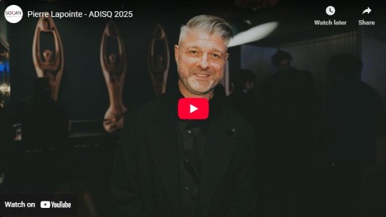 SOCAN, interview, entreveue, ADISQ, gala, 2025, Pierre Lapointe