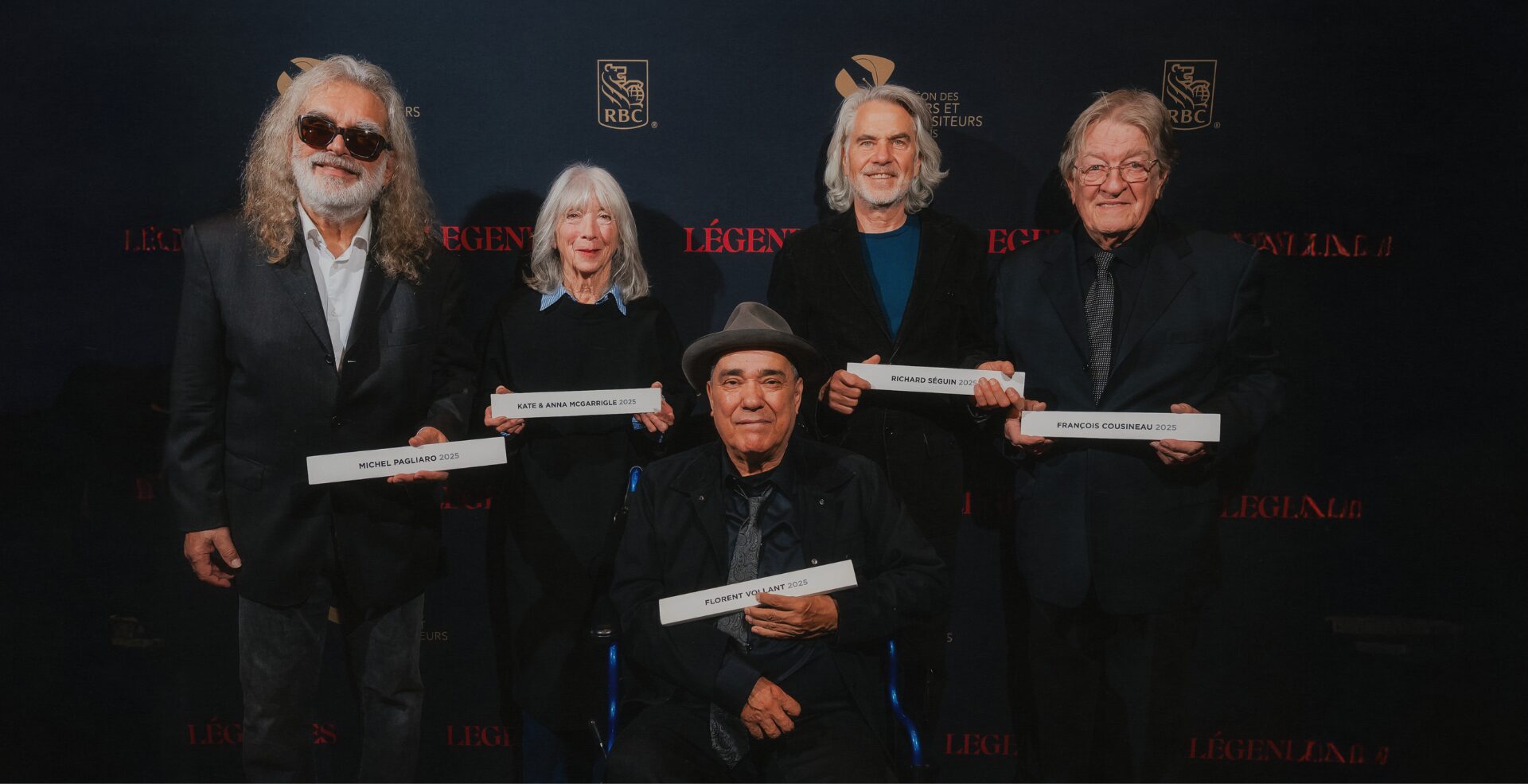Légendes : Michel Pagliaro, Kate & Anna McGarrigle, Florent Vollant, François Consineau sont intronisés au Panthéon des auteurs et compositeurs canadiens